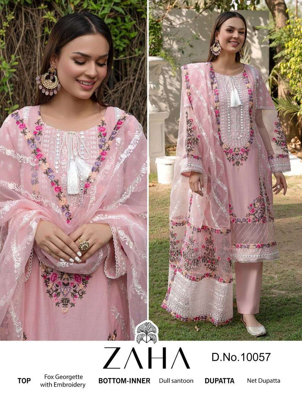 Zaha 10057 Georgette with Embroidery work Pakistani salwar k...