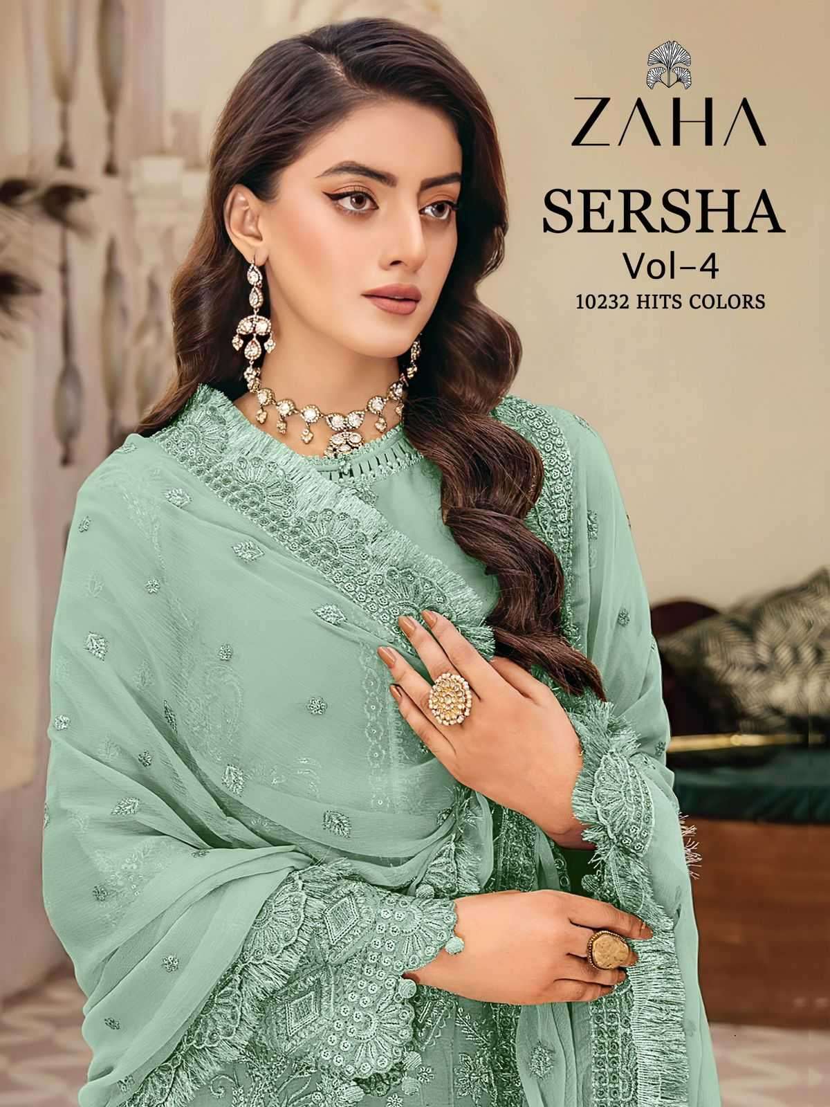zaha sersha vol 4 10232 Organza With Embroidery work Pakista...