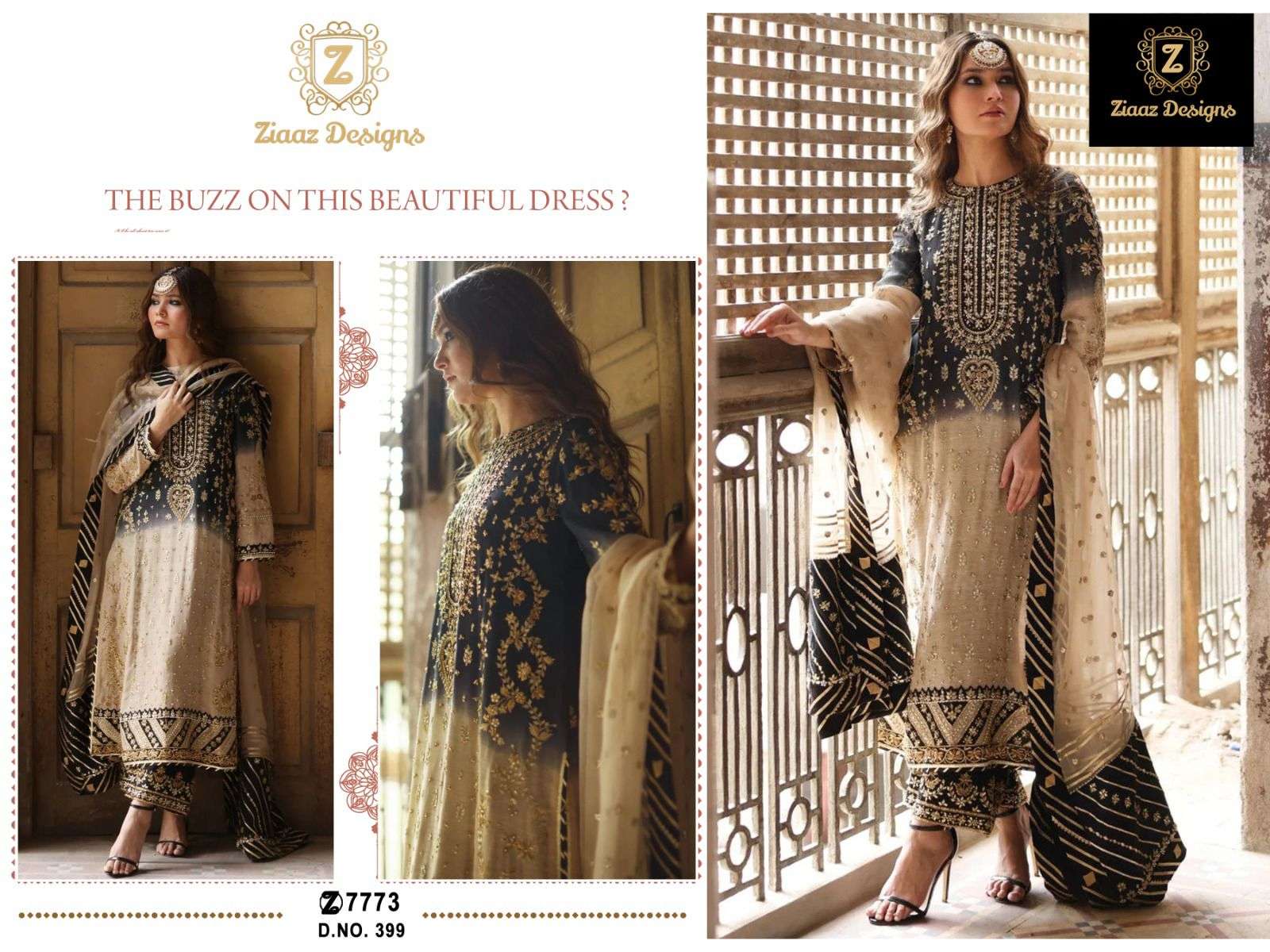 Ziaaz Design 399 Georgette with Embroidery work Pakistani sa...