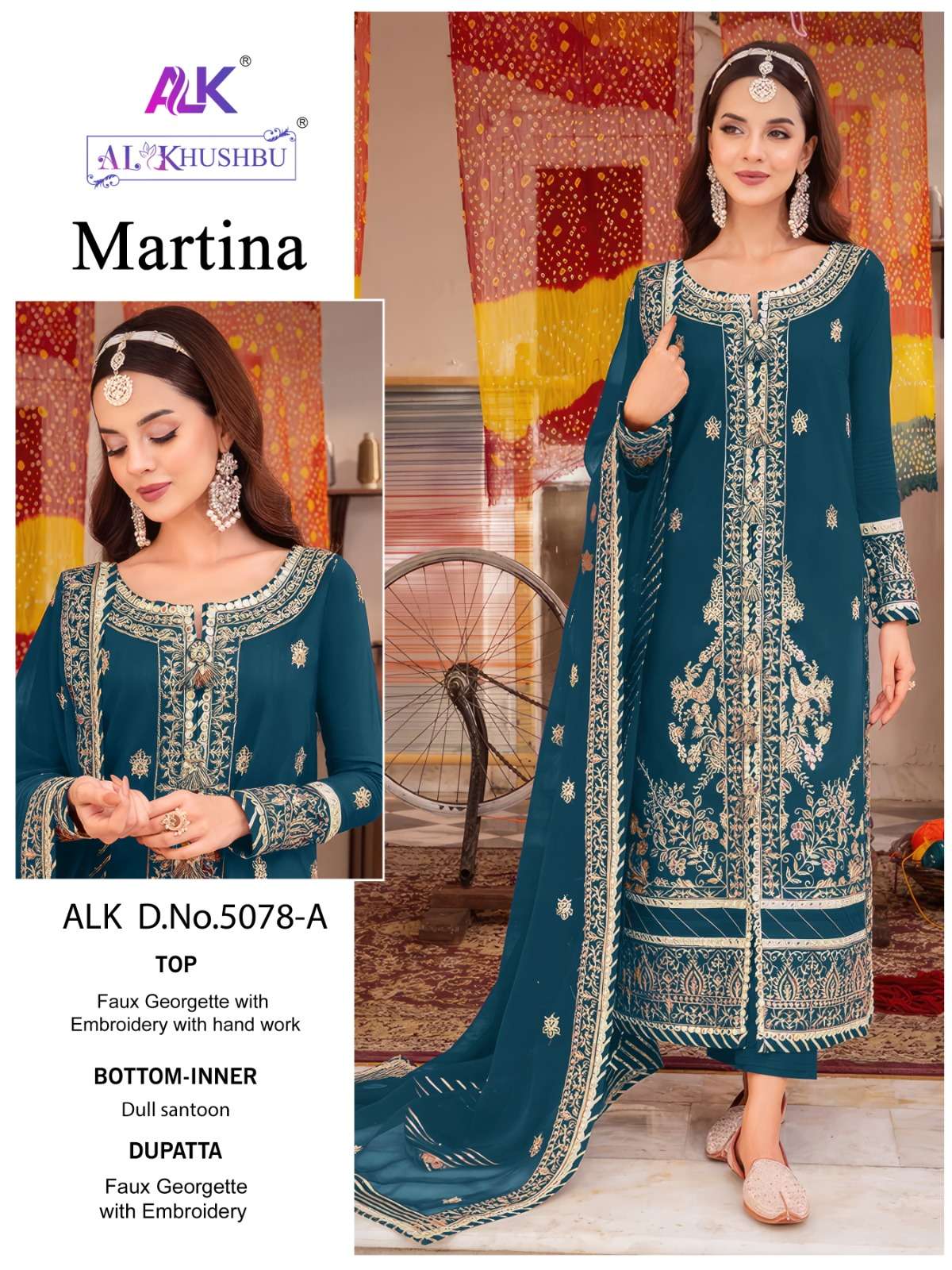 ALK MARTINA DNO_5078 GEORGETTE WITH EMBROIDERY WORK PAKISTAN...