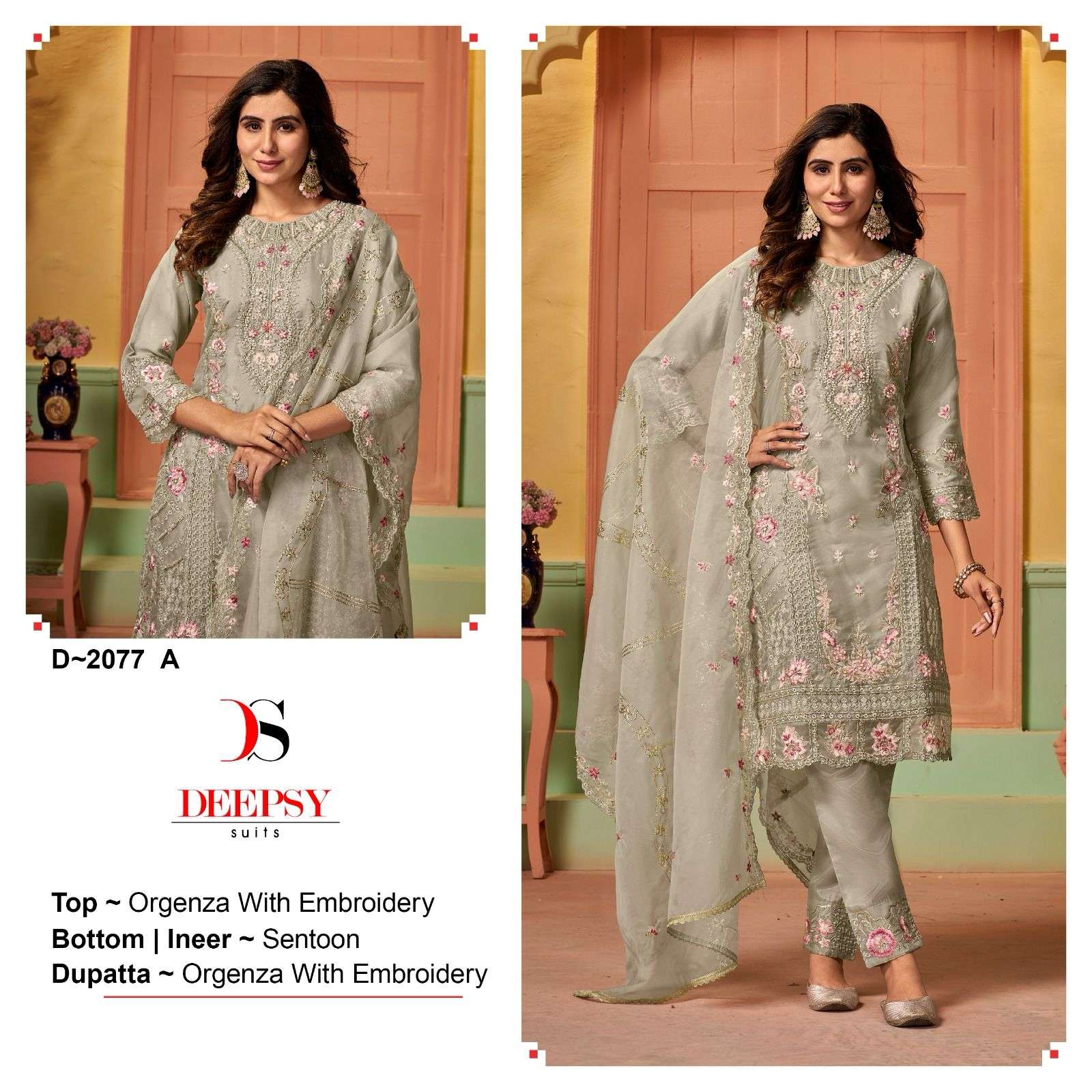 DEEPSY SUITS 2077 ORGANZA WITH EMBROIDERY WORK PAKISTANI SAL...