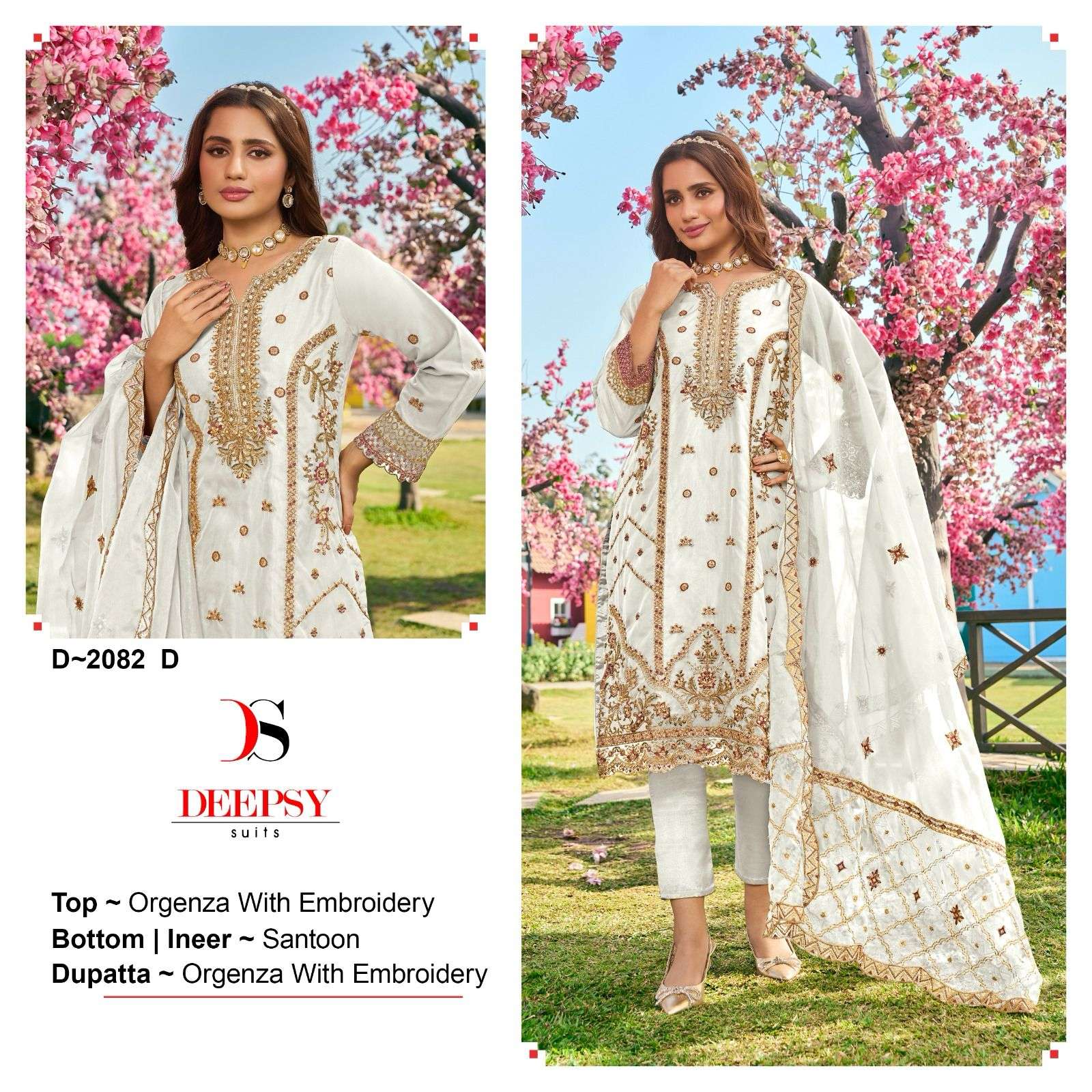 DEEPSY SUITS 2082 ORGANZA WITH EMBROIDERY WORK PAKISTANI SAL...