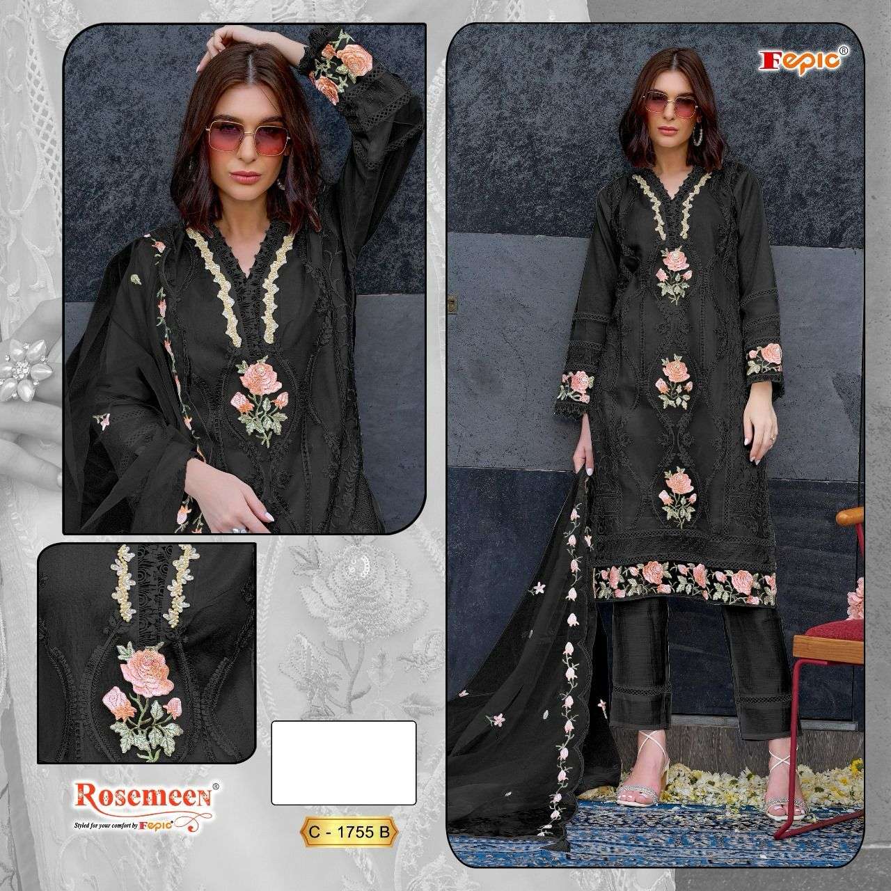 FEPIC ROSMEEN 1755 ORGANZA WITH EMBROIDERY WORK PAKISTANI SA...
