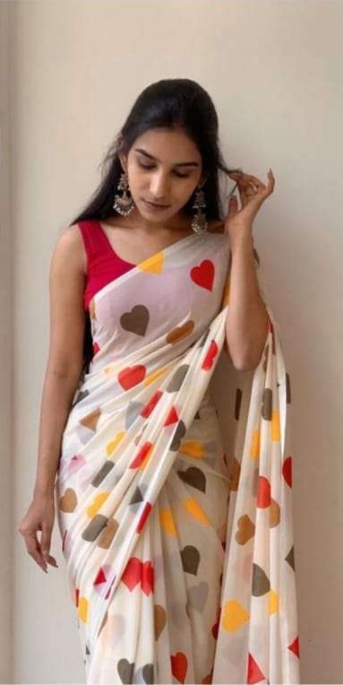 GEORGETTE WITH HEART SHAPE PRINTED ALL OVER SAREE COLLECTION...