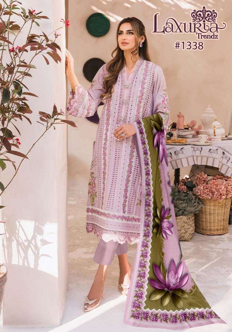 LAXURIA 1338 georgette with embroidery work pakistani readym...