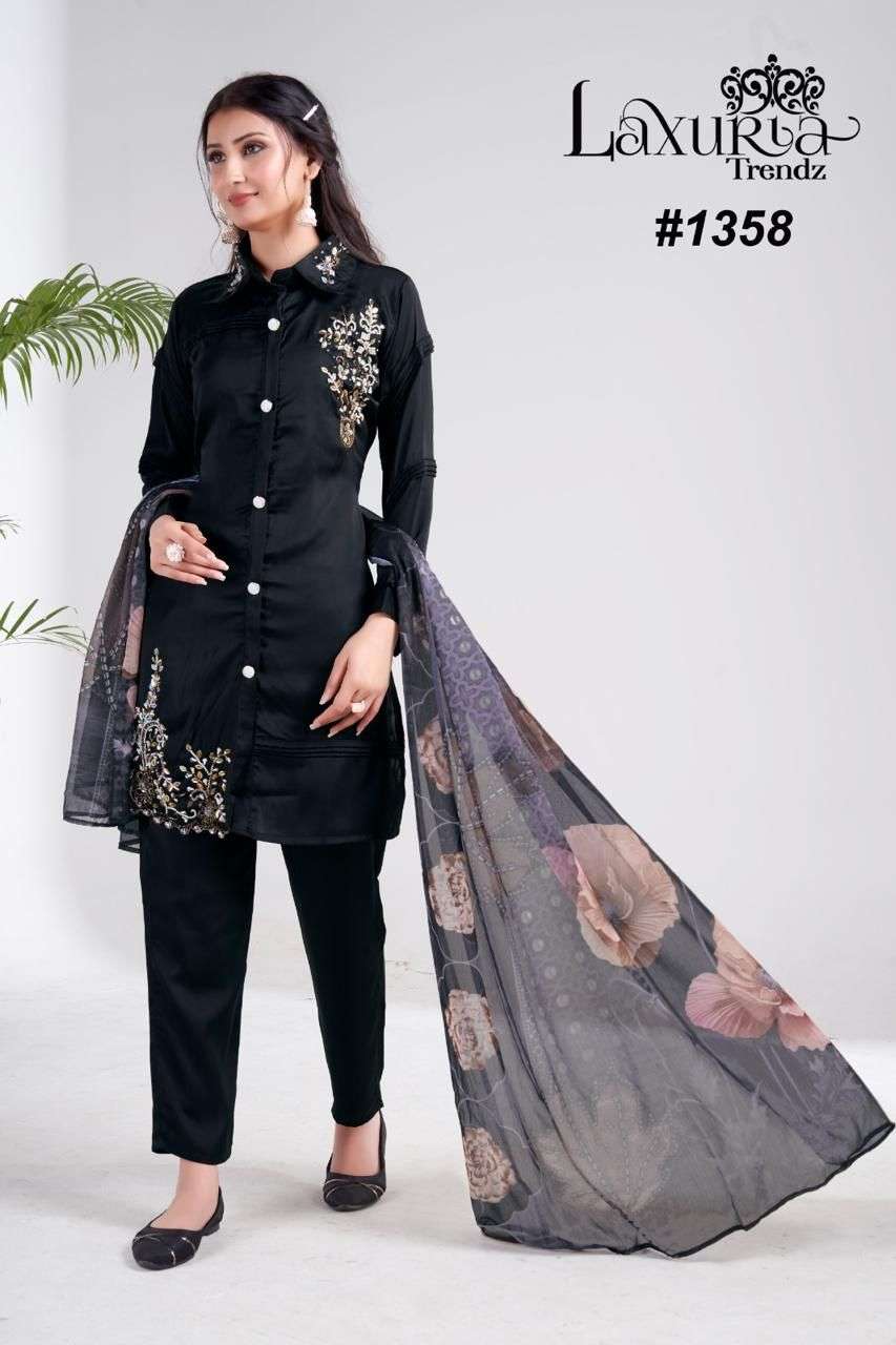 LAXURIA 1358 georgette with handwork readymade suits colleci...