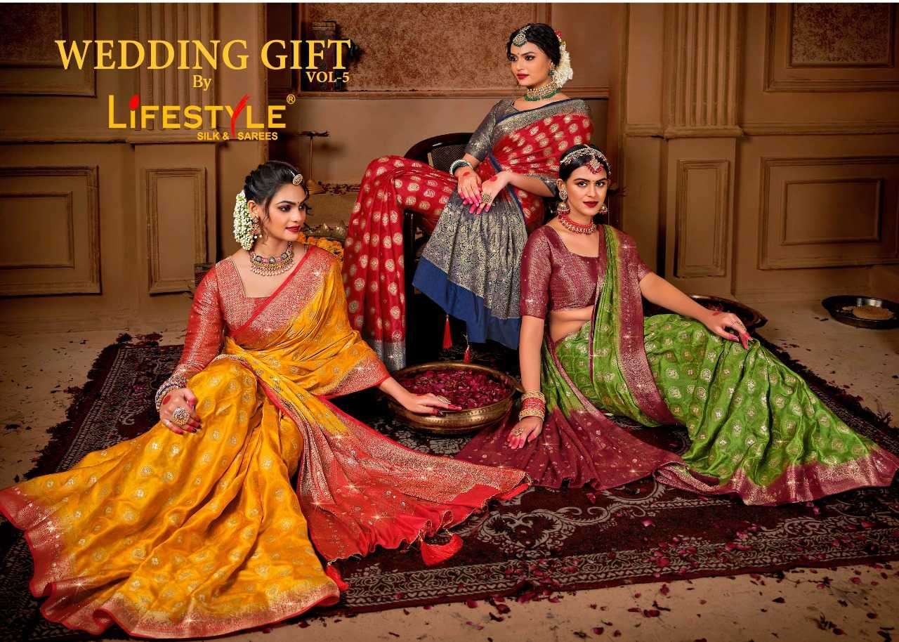 lifestyle wedding gift vol 5 silk with fancy saree collectio...