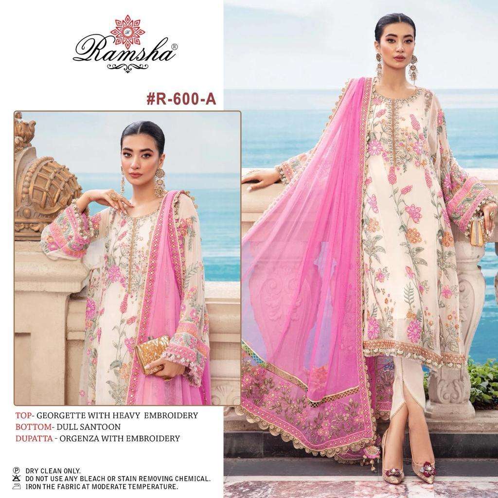 RAMSHA FASHION R-600 nx GEORGETTE WITH EMBROIDERY WORK PAKIS...