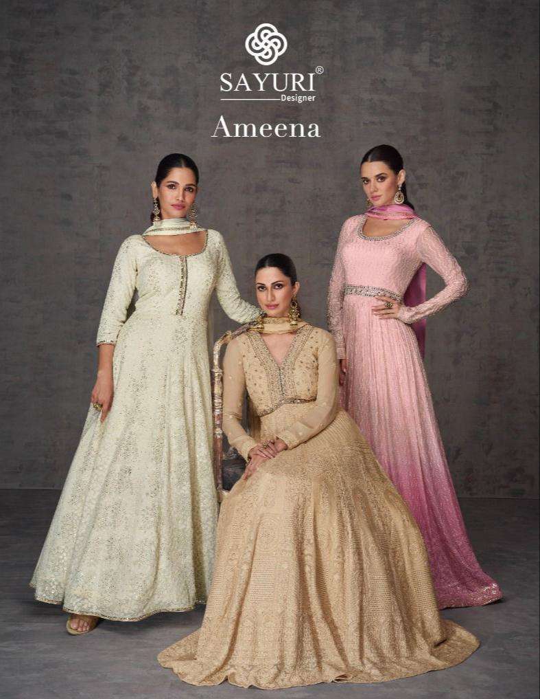 Sayuri designer Ameena wedding special Long Designer Gown co...