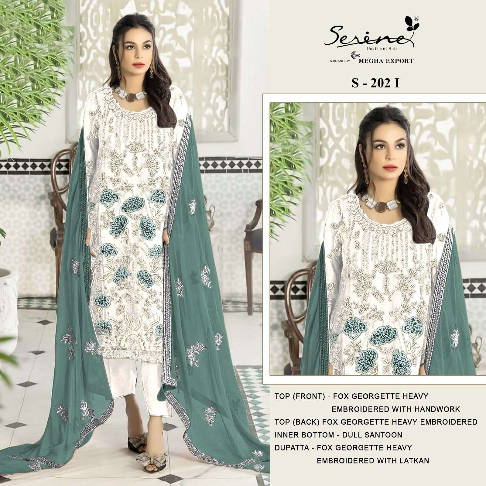 SERINE 202 F to I georgette with embroidery work pakistani s...