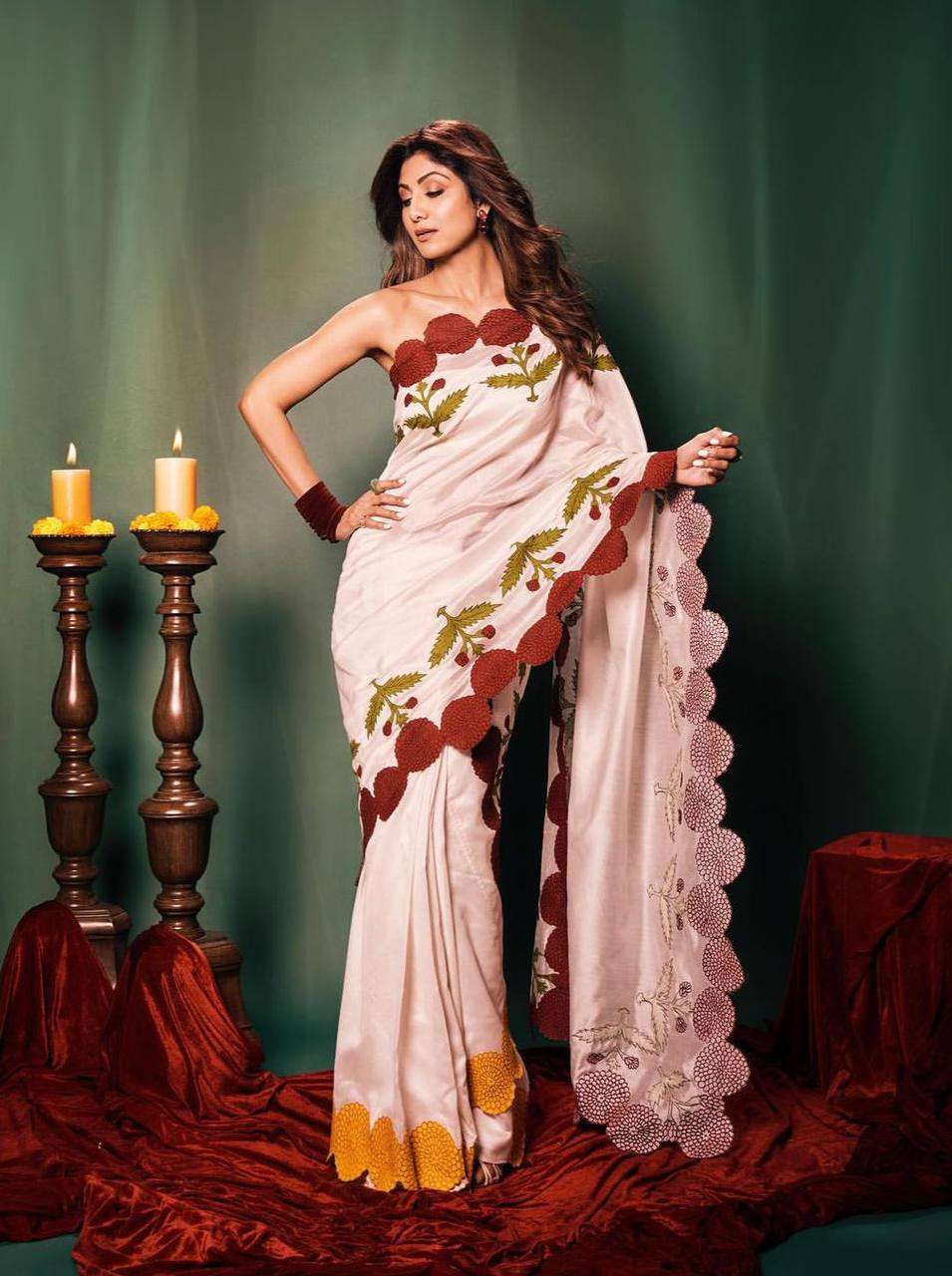 SHILPA BOLLYWOOD STYLE LINEN WITH PRINTED SAREE COLLECTION A...