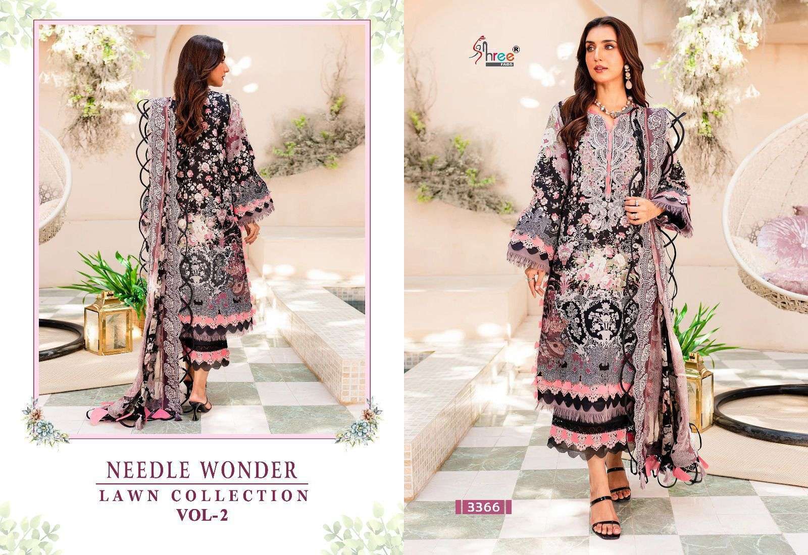  SHREE FABS NEEDLE WONDER LAWN COLLECTION VOL 2 D 3366 LAWN ...