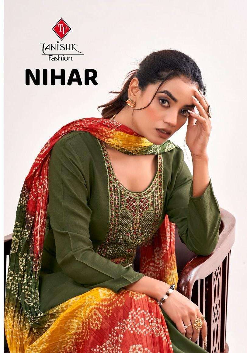 Tanishk Nihar RAYON WITH PRINTED DRESS MATERIAL COLLECITON A...