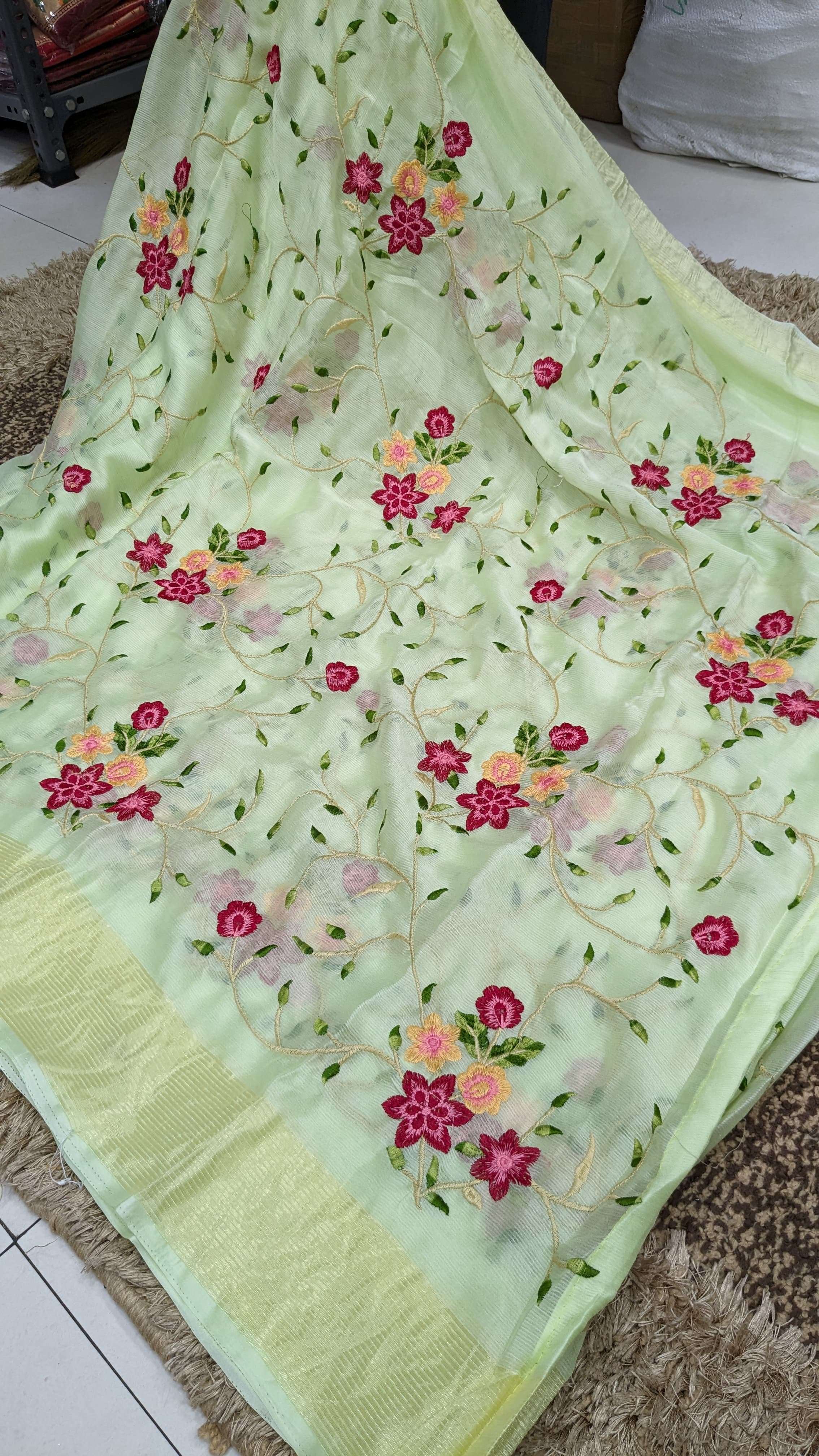 traditional function special CHiffon with thread embroidery ...