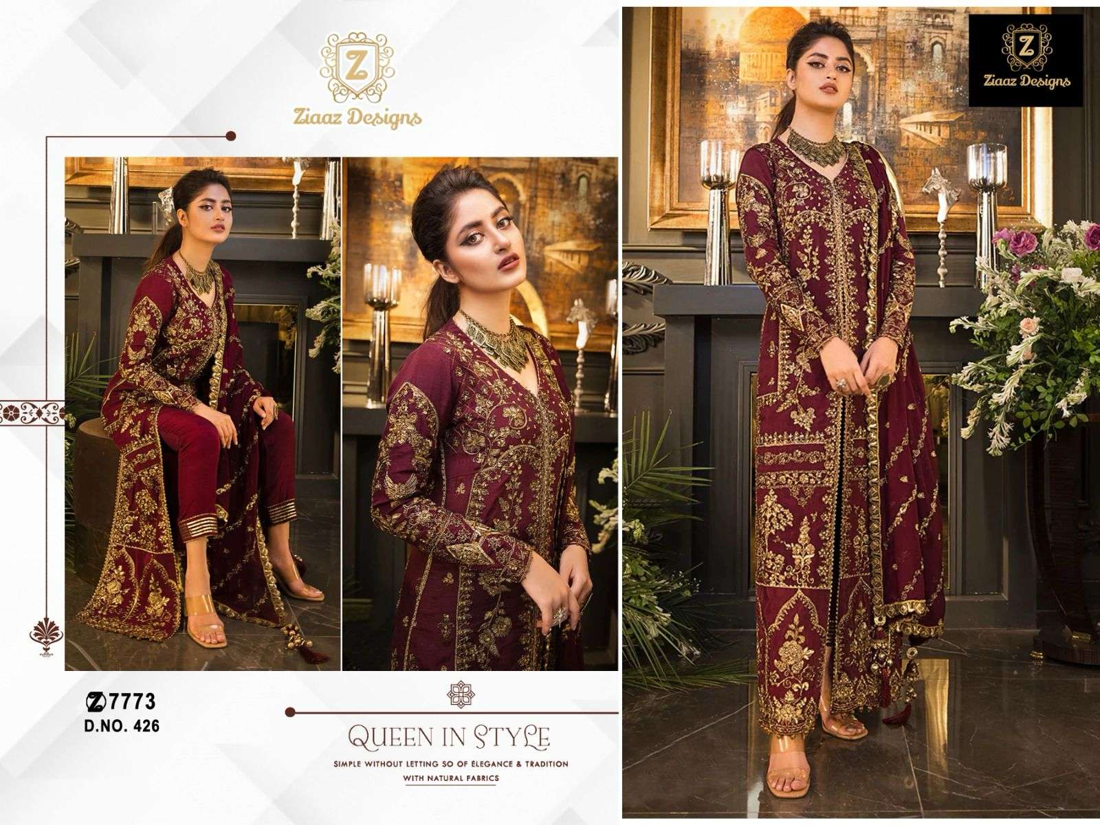 ZIAAZ 426 GEORGETTE WITH EMBROIDERY WORK FUNCTION SPECIAL PA...