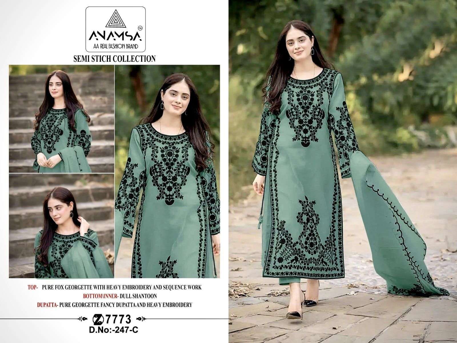 Anamsa 247 Colors  Georgette With Heavy Embroidery With Sequ...