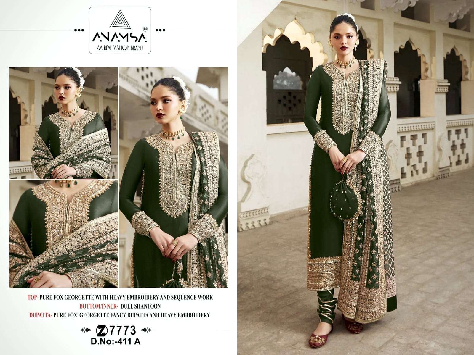 Anamsa-411-A-B-C-D GEORGETTE WITH EMBROIDERY WORK PAKISTANI ...