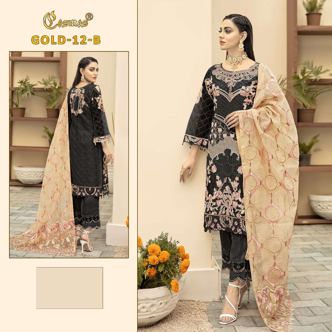 COSMOS GOLD 12 GEORGETTE WITH EMBROIDERY WORK PAKISTANI SUIT...