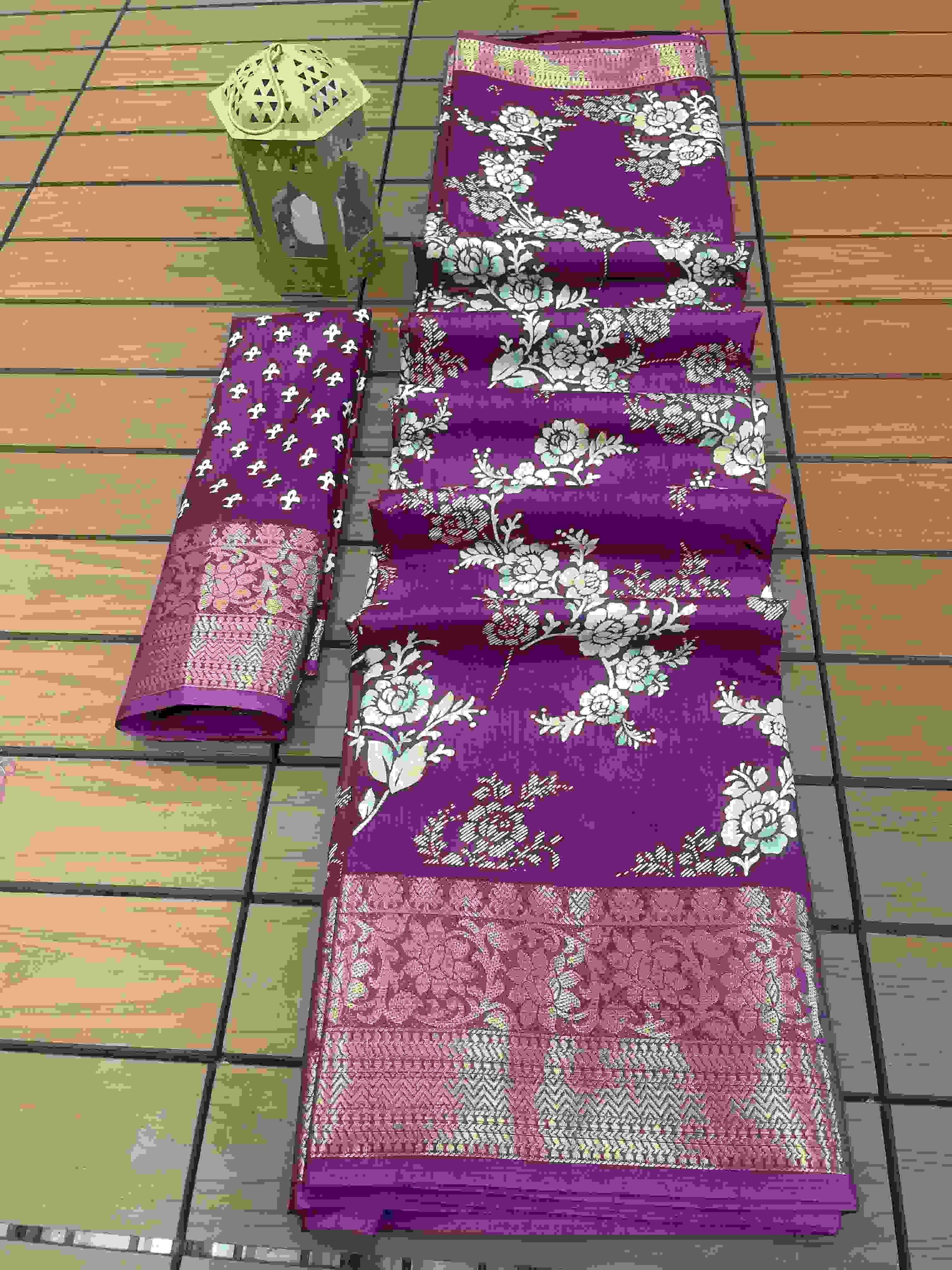 dola silk with flower printed festival special weaving borde...