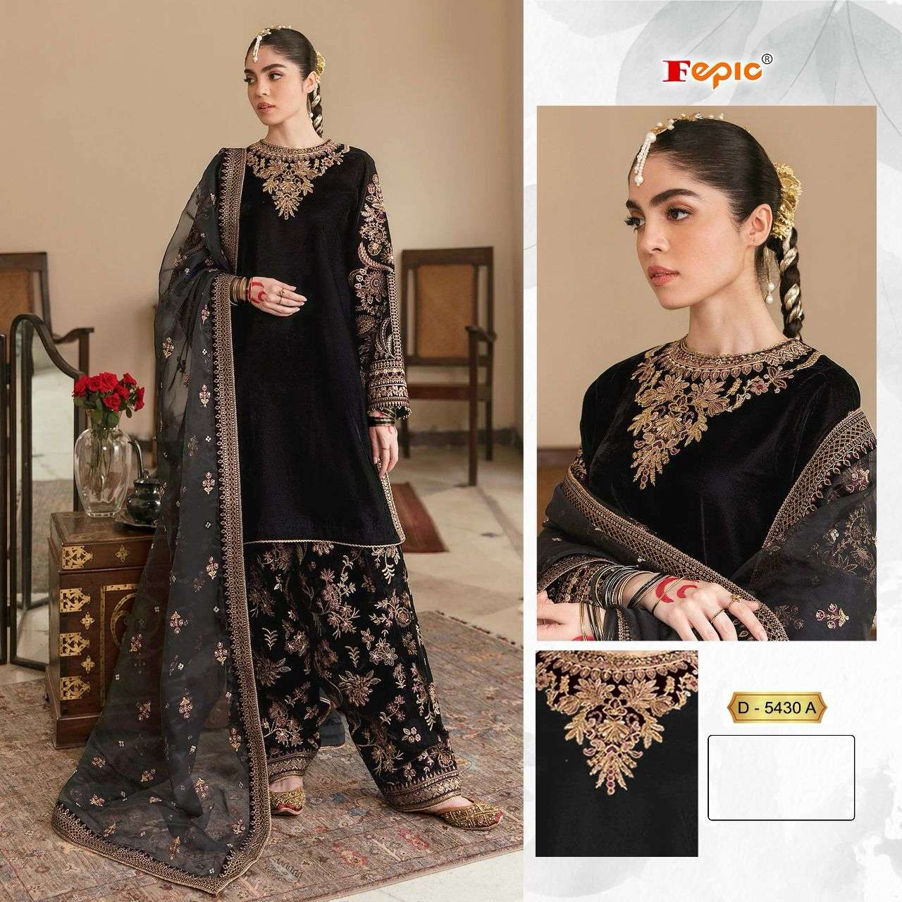 FEPIC D 5430 GEORGETTE WITH EMBROIDERY WORK PAKISTANI SALWAR...