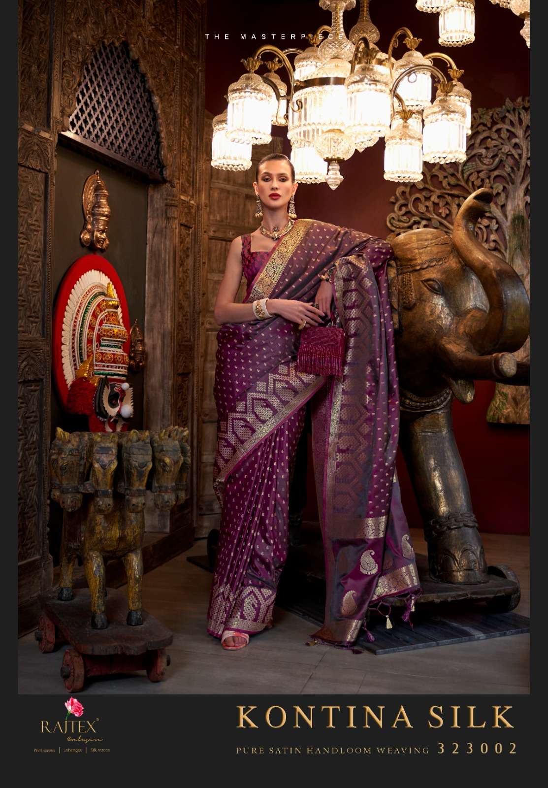 RAJTEX Kontina Satin silk with Weaving Design Fancy saree co...