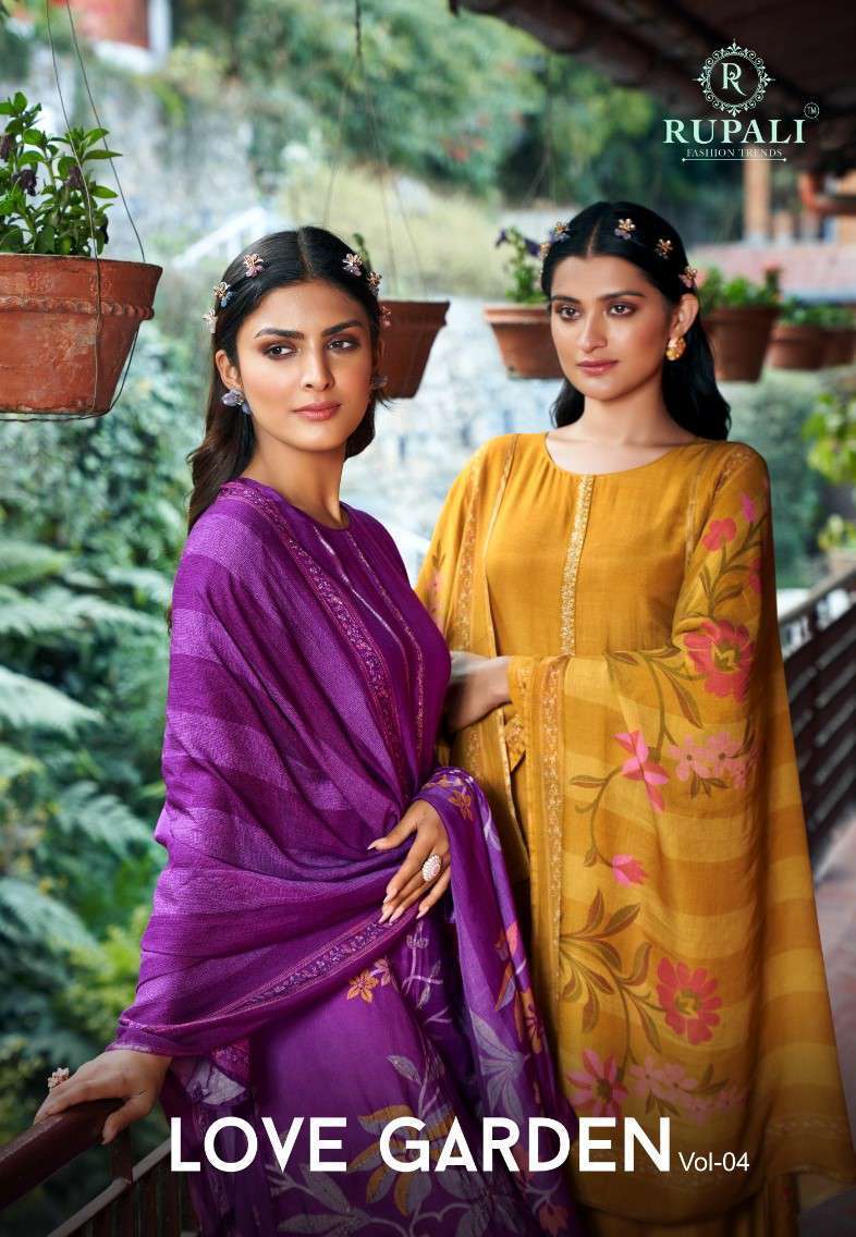 Rupali Fashion Love Garden Vol 4 muslin silk with fancy prin...