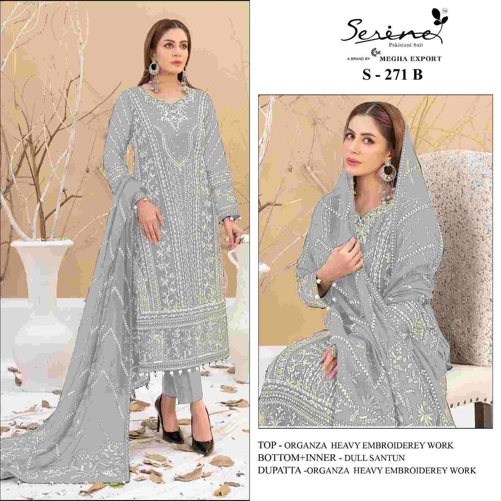 SERINE 271 ORGANZA WITH EMBROIDERY WORK PAKISTANI SUITS COLL...