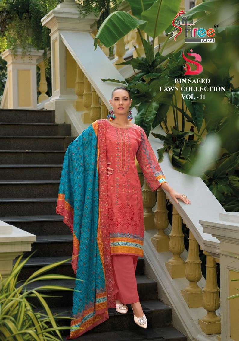 SHREE FABS BIN SAEED LAWN COLLECTION VOL 11 COTTON WITH PRIN...