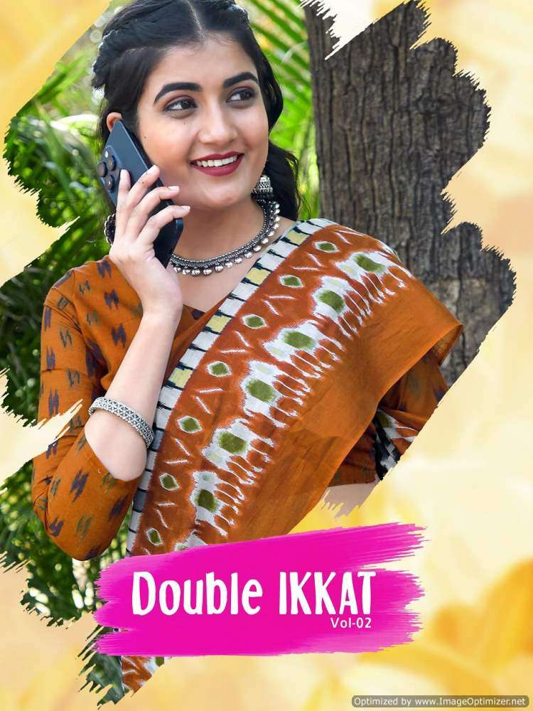 SUMMER SPECIAL DOUBLE IKKAT VOL 2 COTTON WITH PRINTED SAREE ...