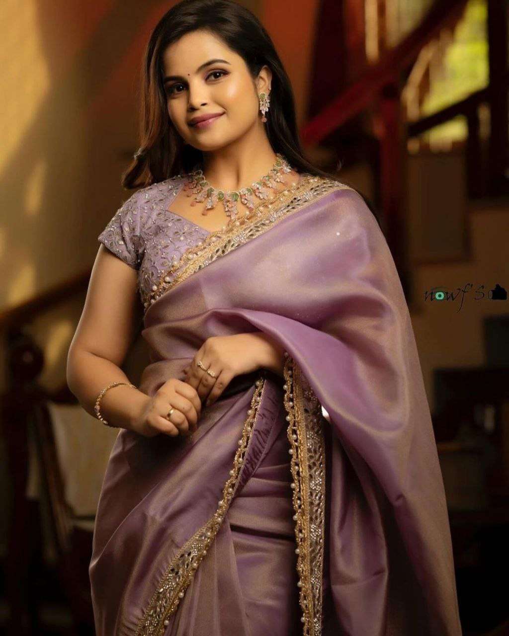 TISSUE SILK WITH EMBROIDERY WORK BORDER RICH LOOK NEW SAREE ...
