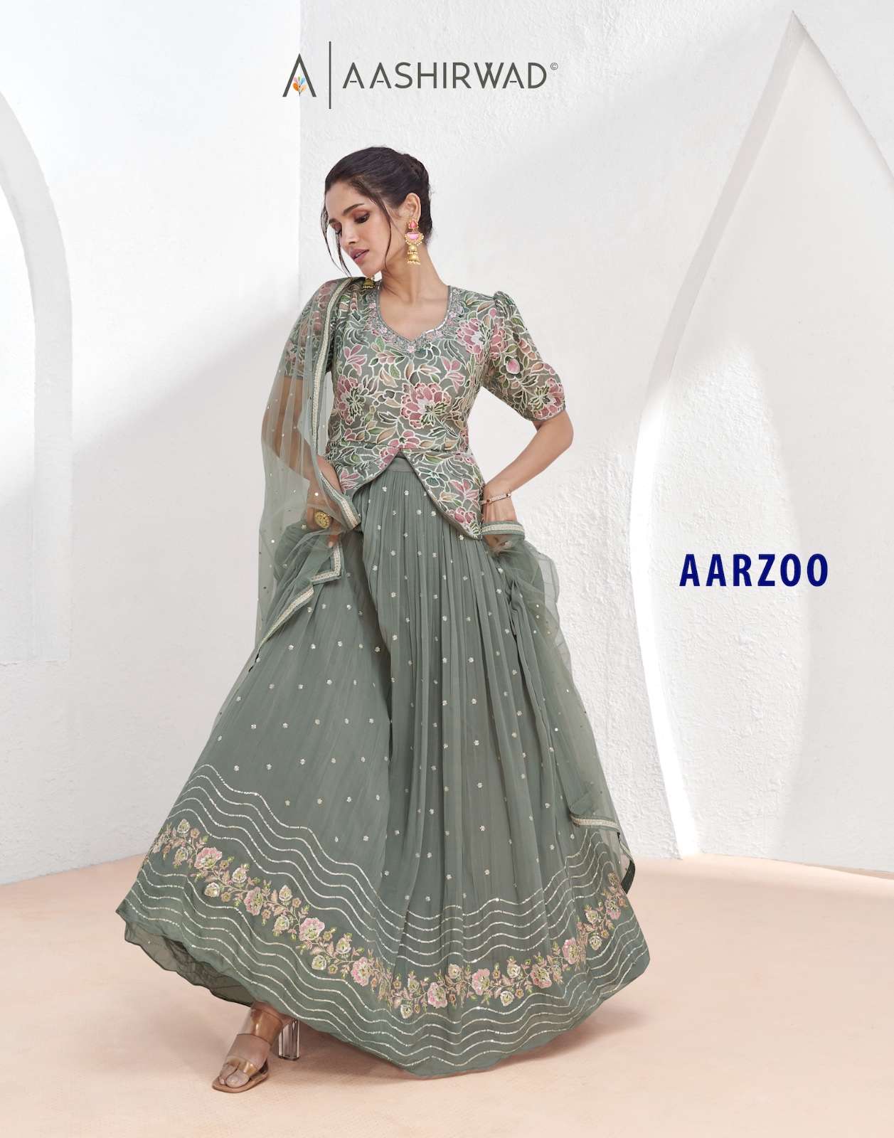 AASHIRWAD CREATION AARZOO GEORGETTE WITH EMBROIDERY WORK PAR...