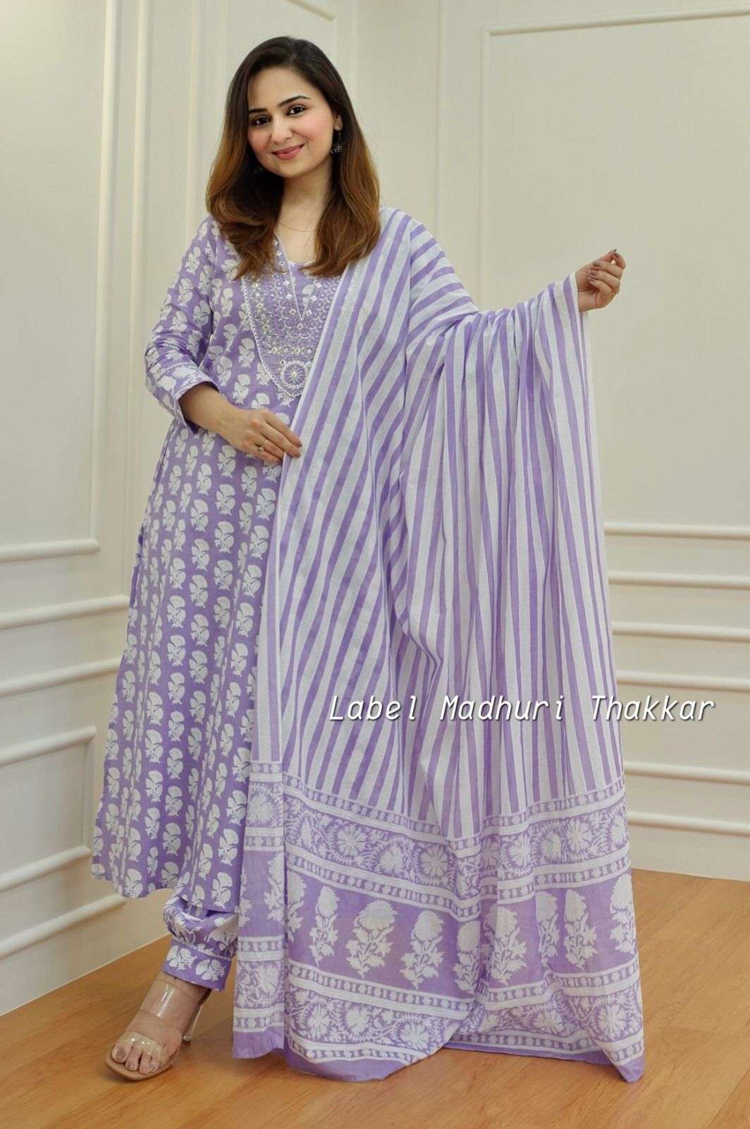 AFGHAN STYLE COTTON WITH LIGHT EMBROIDERY WORK LAVENDAR COLO...