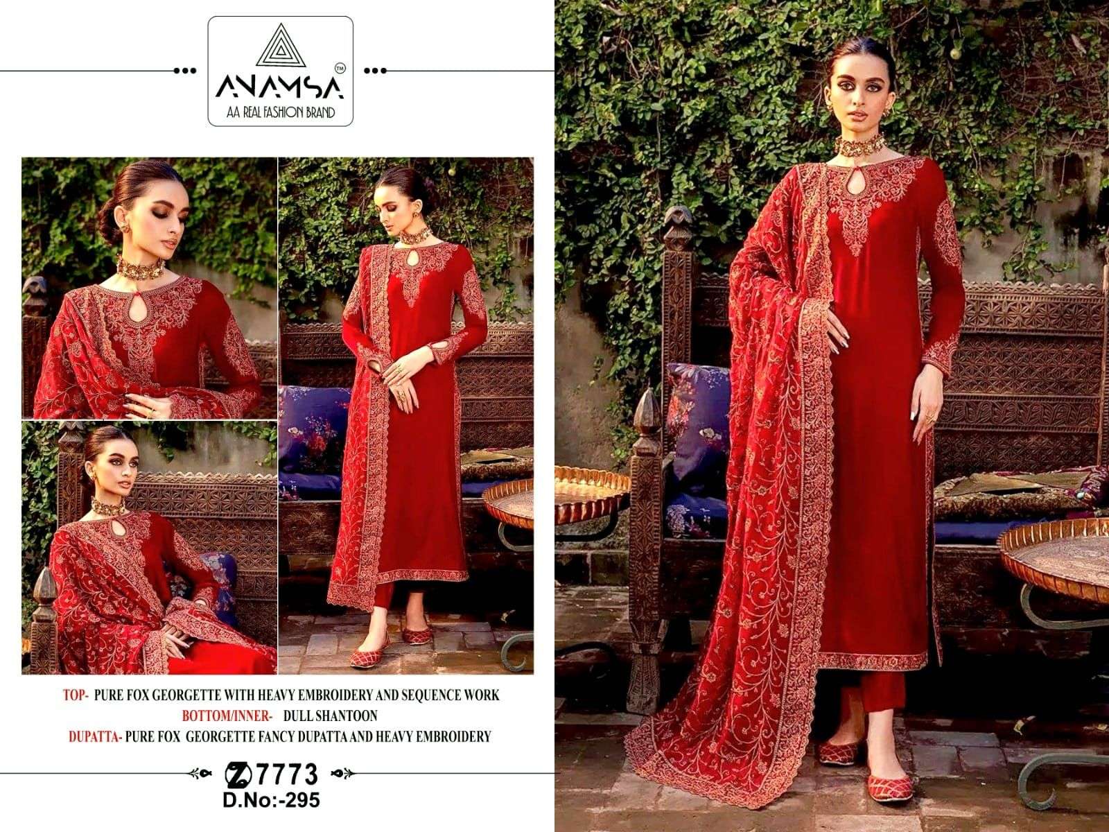 Anamsa-295 GEORGETTE WITH EMBROIDERY WORK DESIGNER TRADITION...