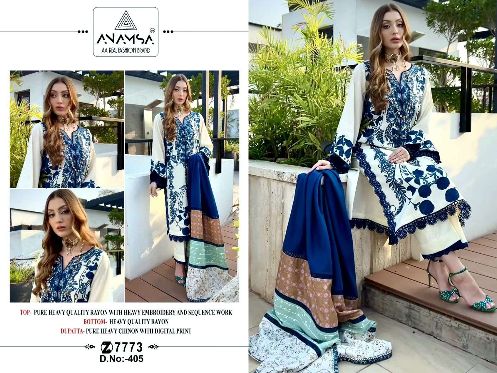Anamsa 405 Rayon cotton with printed summer special pakistan...