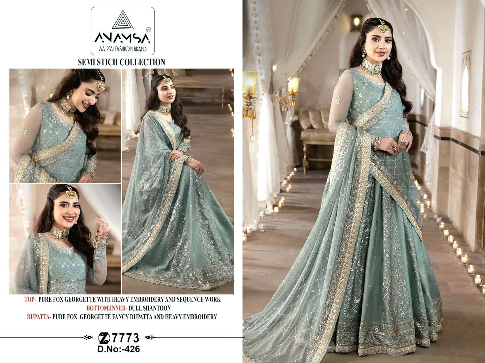 ANAMSA 426 GEORGETTE WITH EMBROIDERY WORK PAKISTANI SUITS CO...