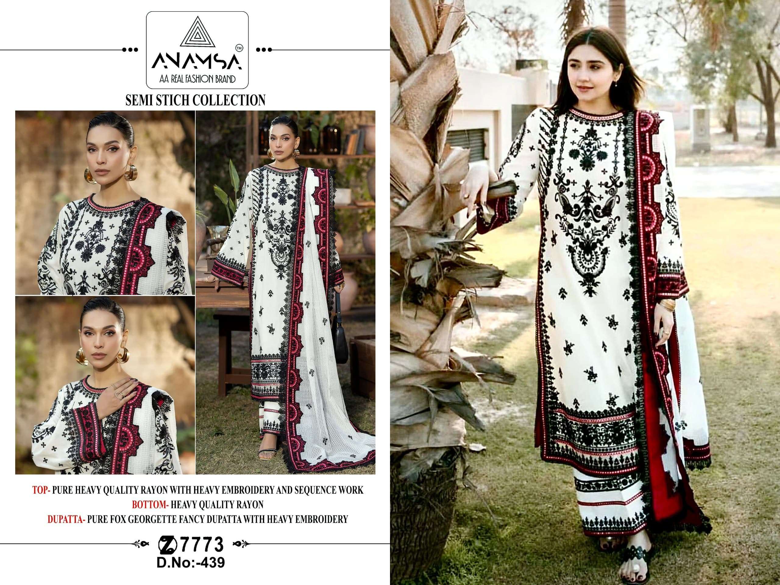 ANAMSA 439 RAYON COTTON WITH FANCY PAKISTANI SUITS COLLECTIO...