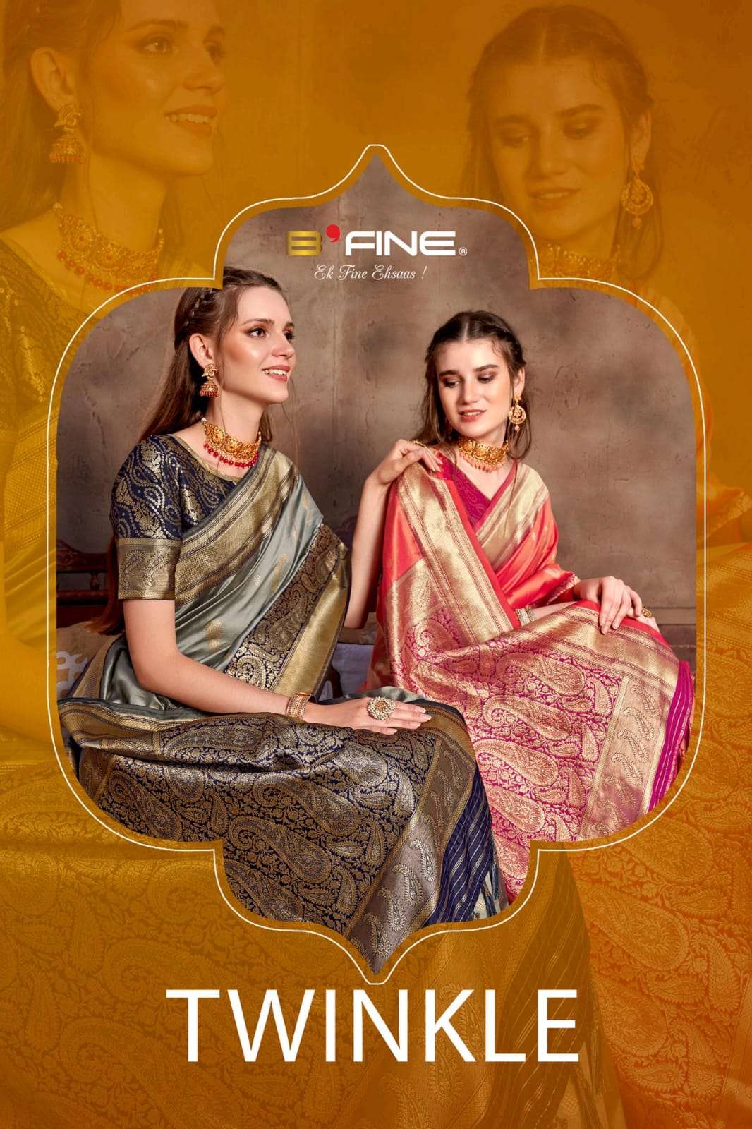 B FINE TWINKLE SILK WITH TRADITIONAL WEAVING DESIGN SAREE CO...