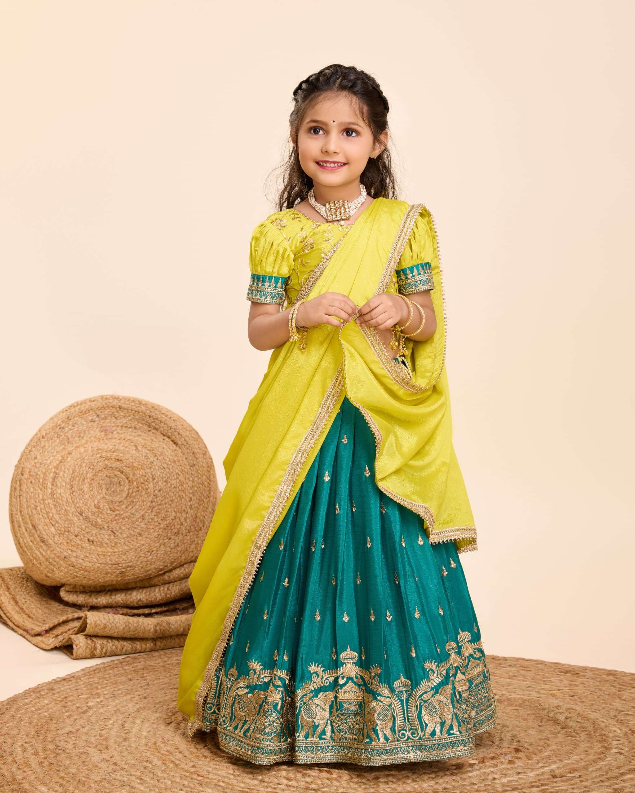 Beautiful Chinnon with Thread Embroidered WORK READYMADE KID...