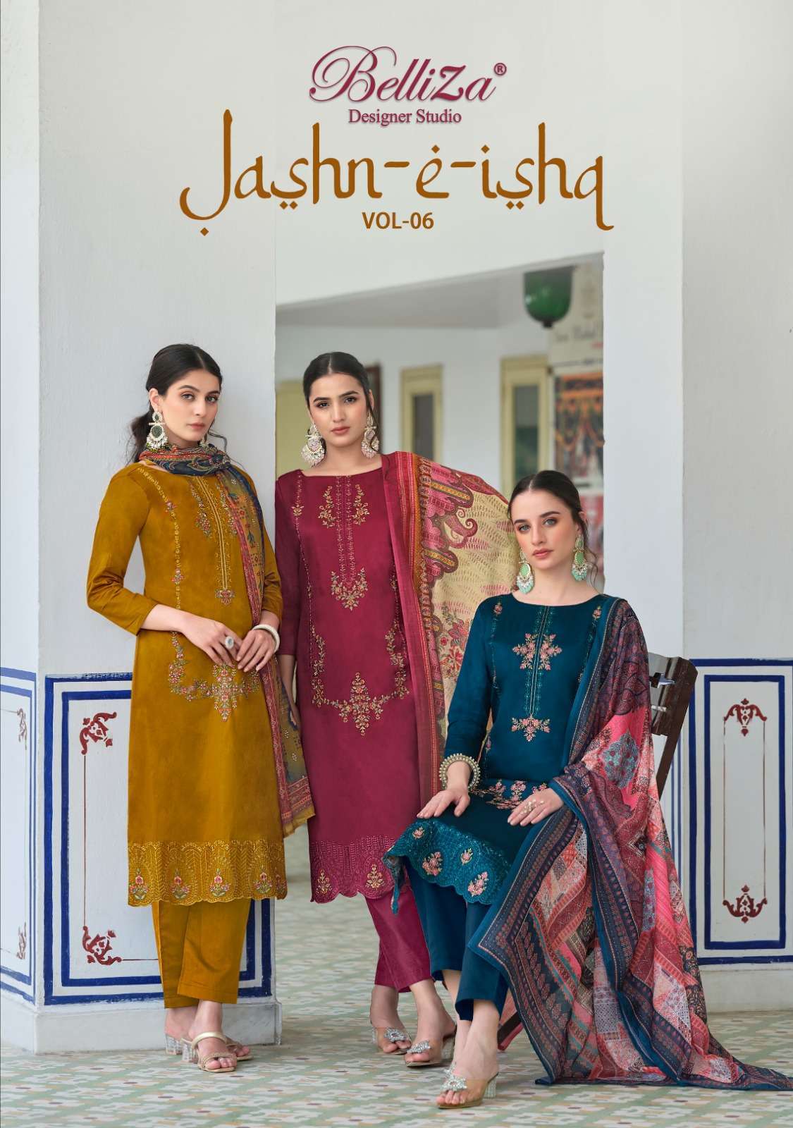 Belliza designer studio Jashn E Ishq Vol 6 jam cotton with p...