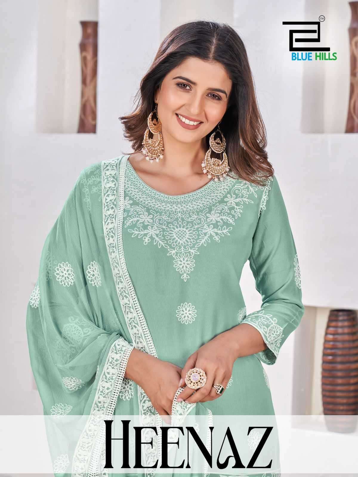 BLUE HILLS HEENAZ VOL 1 RAYON WITH FANCY WORK READYMADE SUIT...