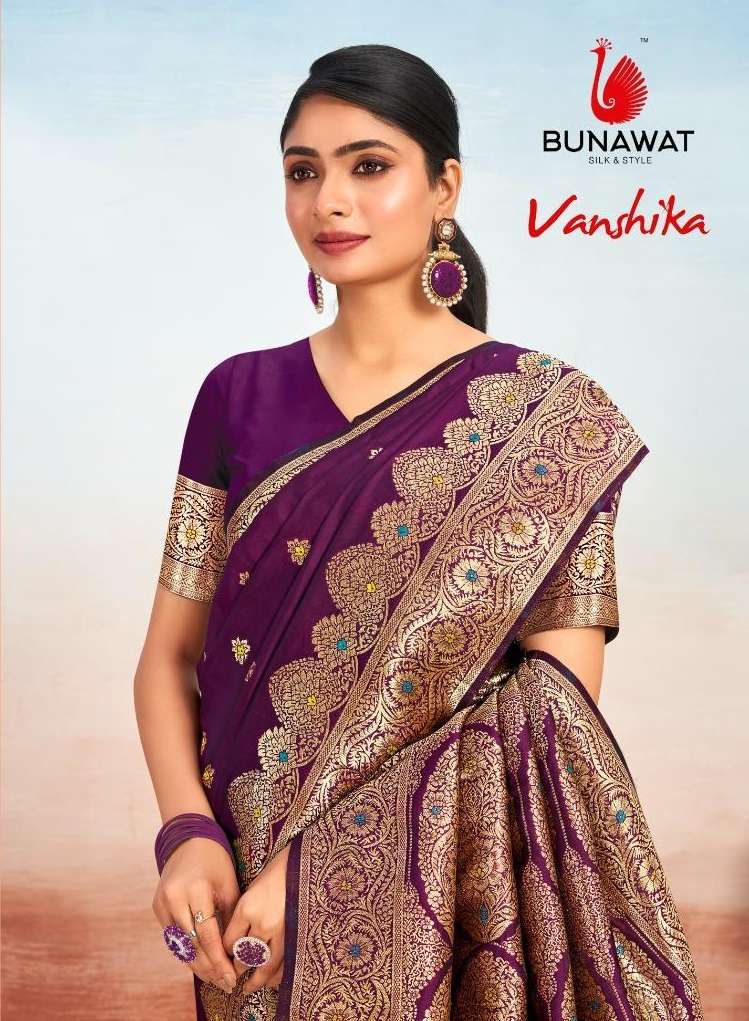 bunawat vanshika silk with weaving Designer saree collection...