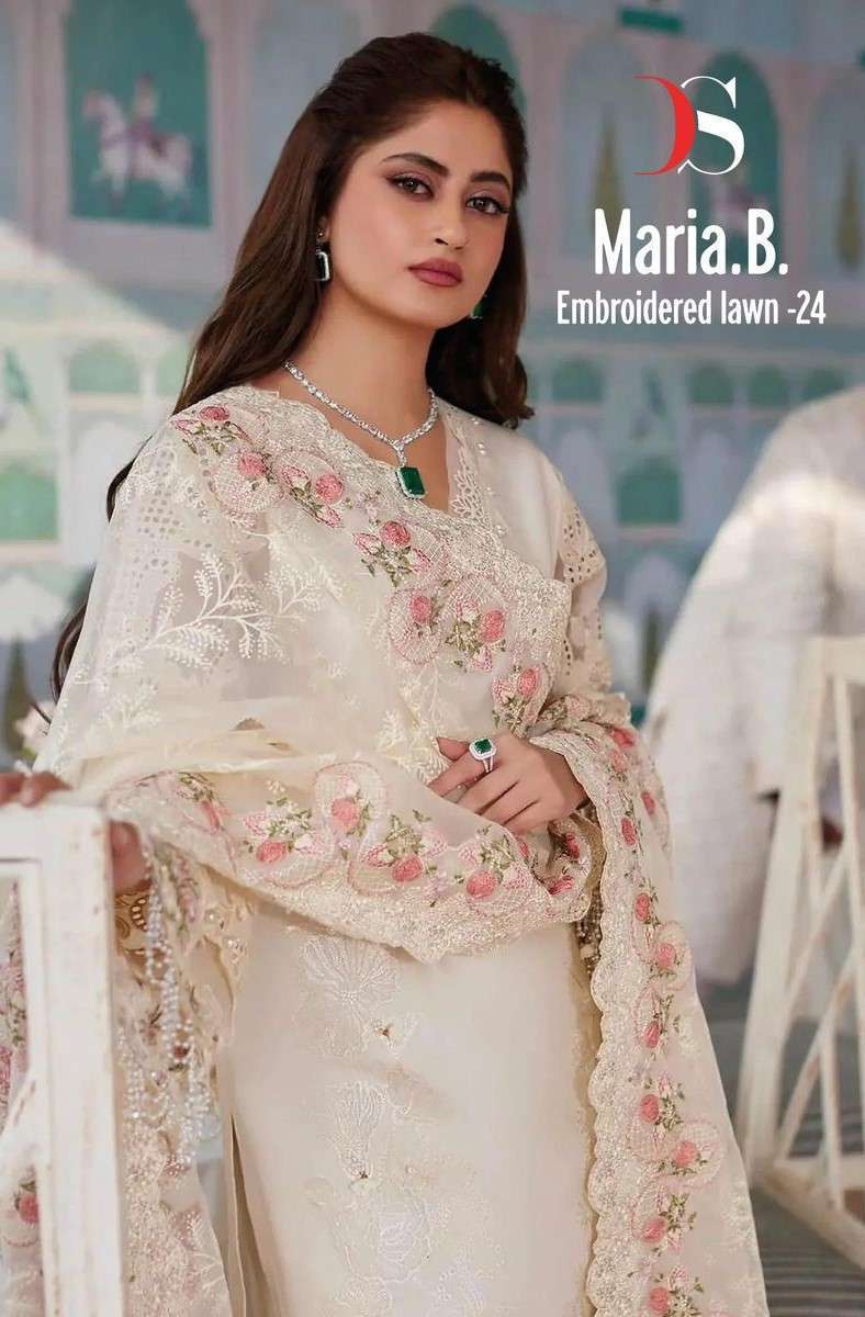 DEEPSY MARIA B. EMBROIDERY LAWN 24 DESIGNER EMBROIDERY COTTO...