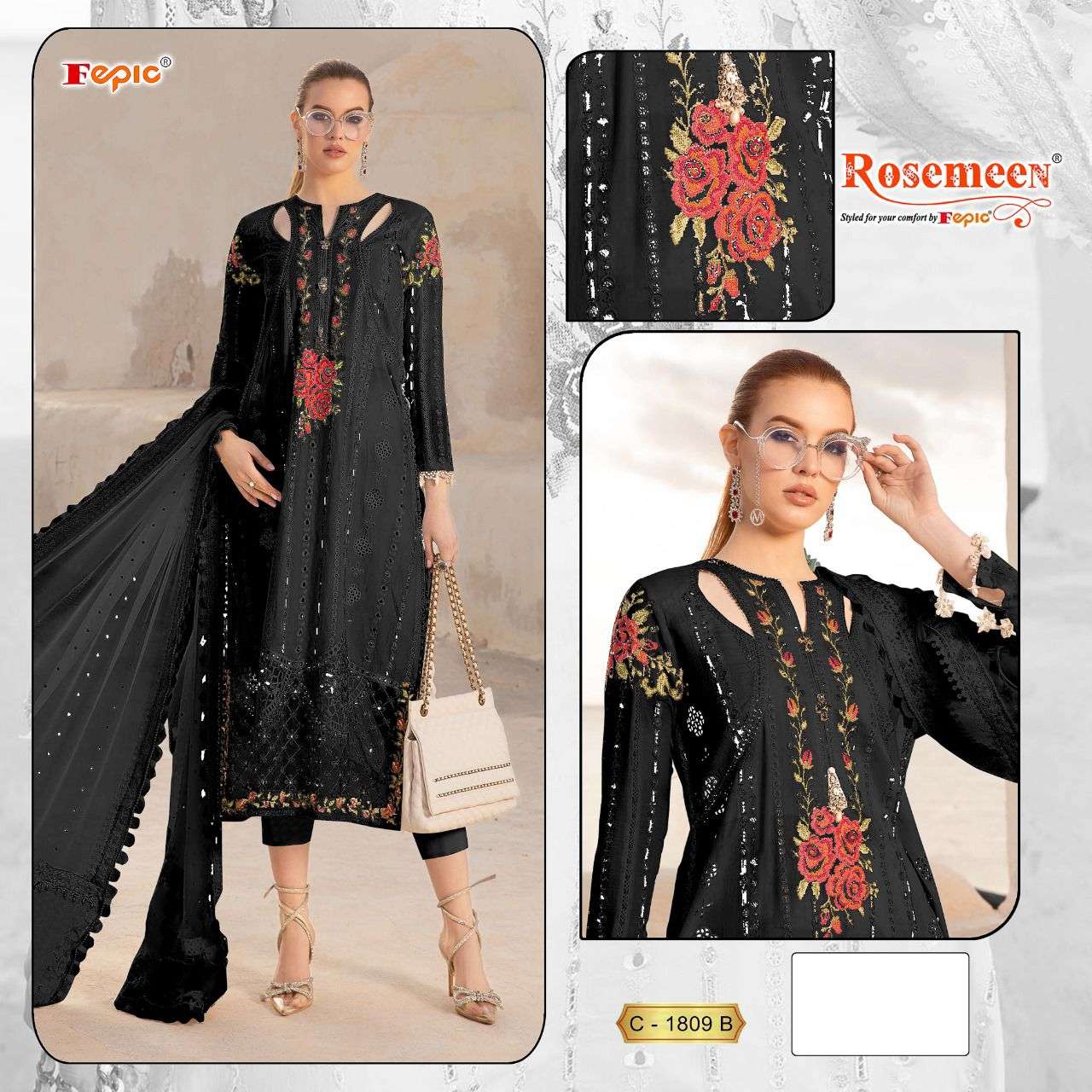 FEPIC ROSEMEEN C 1809 COTTON WITH EMBROIDERY PAKISTANI SUMME...