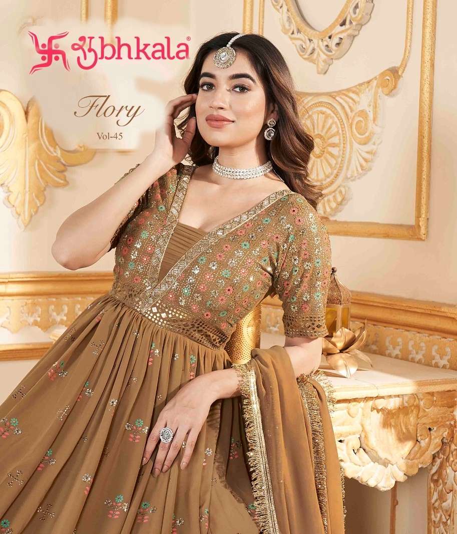 FLORY VOL 45 GEORGETTE WITH LONG DESIGNER GOWN WITH DUPATTA ...