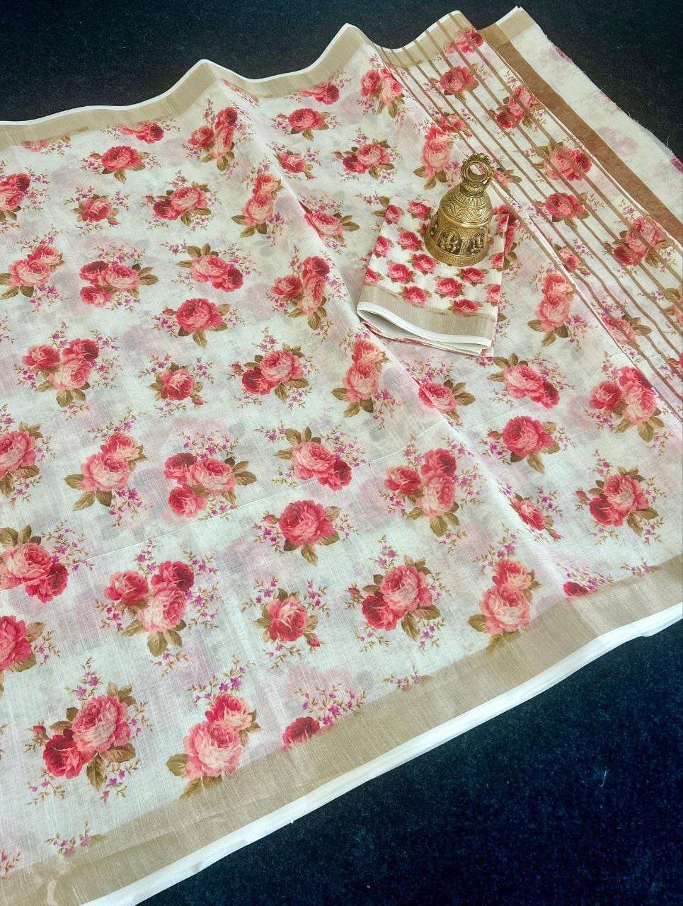 FLOWER PRINTED WHITE COLOR SUMMER SPECIAL SAREE COLLECTION A...
