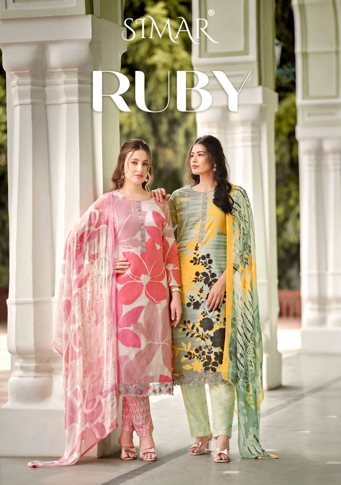 Glossy Simar Ruby lawn cotton with summer special dress mate...