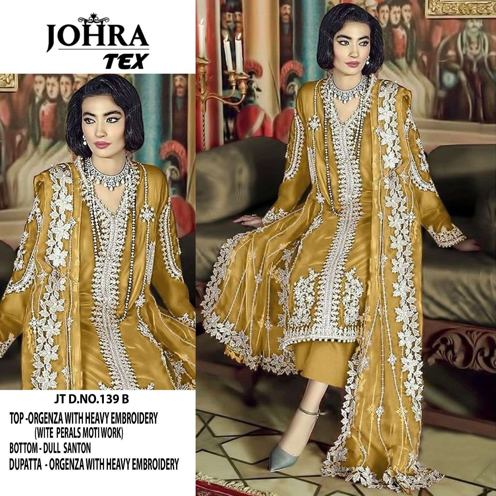 JOHRA TEX 139 ORGANZA WITH EMBROIDERY WORK PAKISTANI SUITS C...