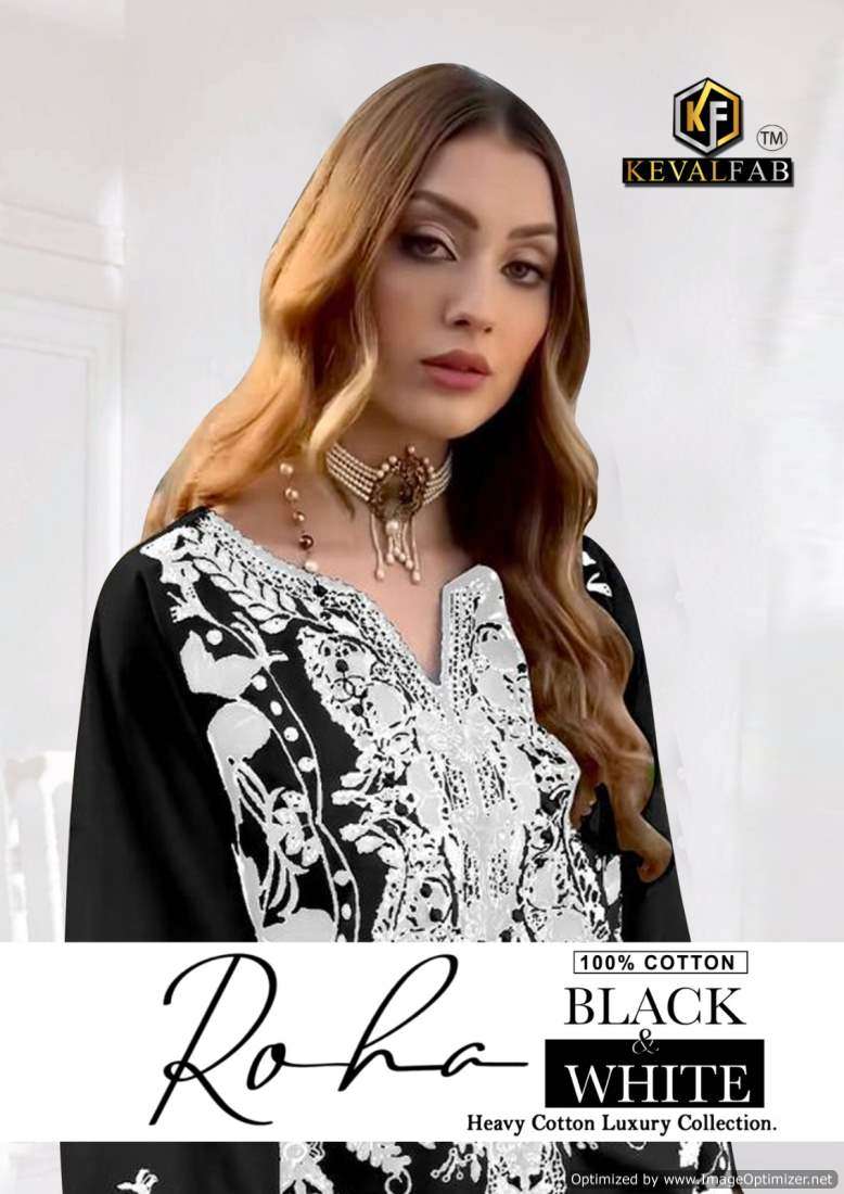 KEVAL ROHA BLACK AND WHITE COTTON WITH PRINTED PAKISTANI STY...