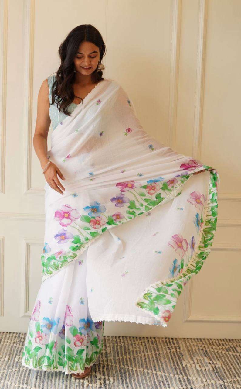LINEN WITH DIGITAL PRINTED REGULAR  WEAR SAREE COLLECTION AT...