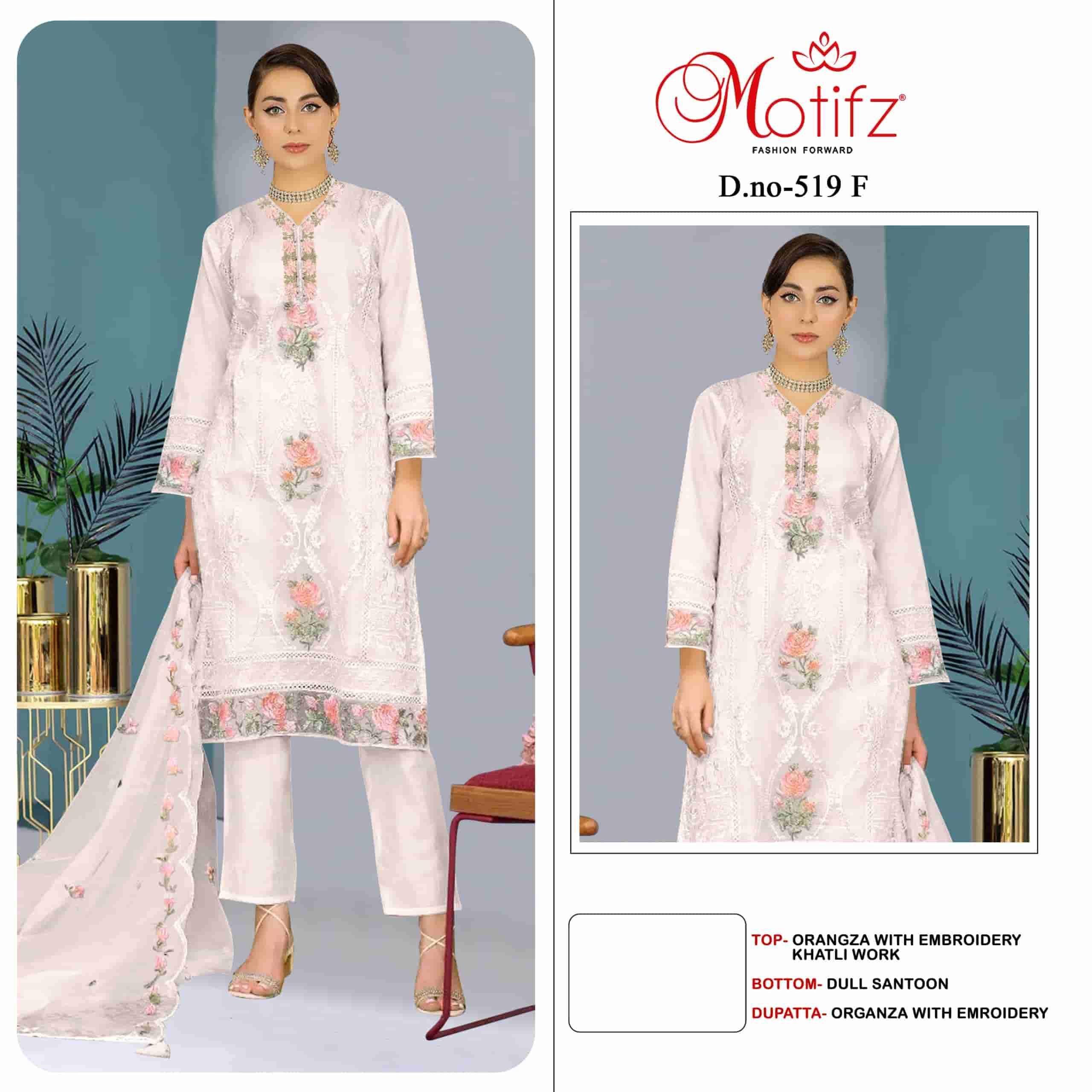 MOTIFZ 519 COLOUR ORGANZA WITH EMBROIDERY WORK PAKISTANI SUI...